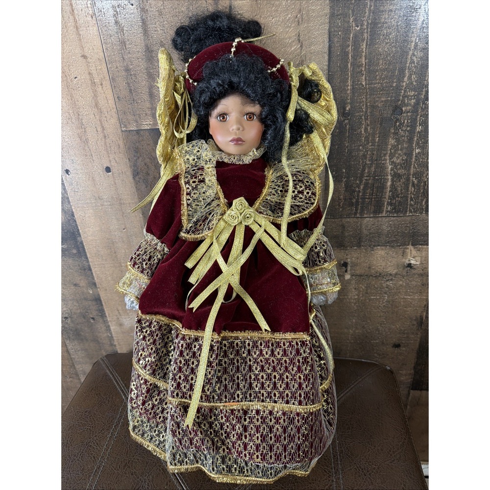 VTG 1993 Seymour Mann Angeline Porcelain Angel Doll African American Christmas